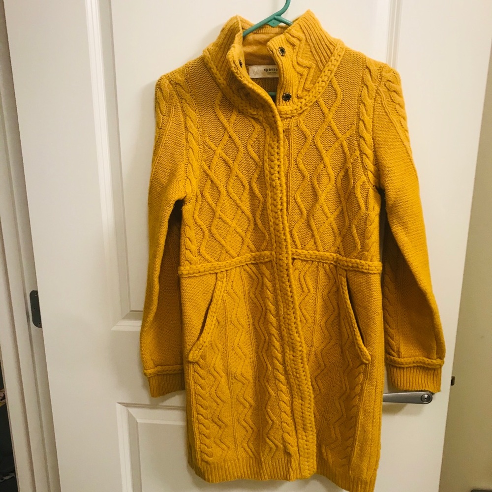 Anthropologie sparrow mustard cardigan s